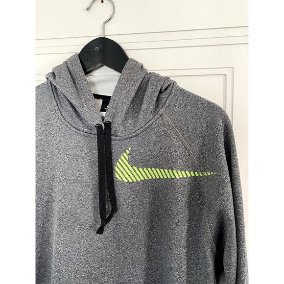 Nike Gray Hoodie with Neon Green Swoosh - Picture 2 of 6